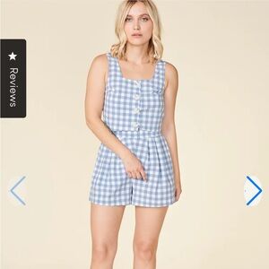 Wayre Ocean Gingham Square Neck Button Front Set